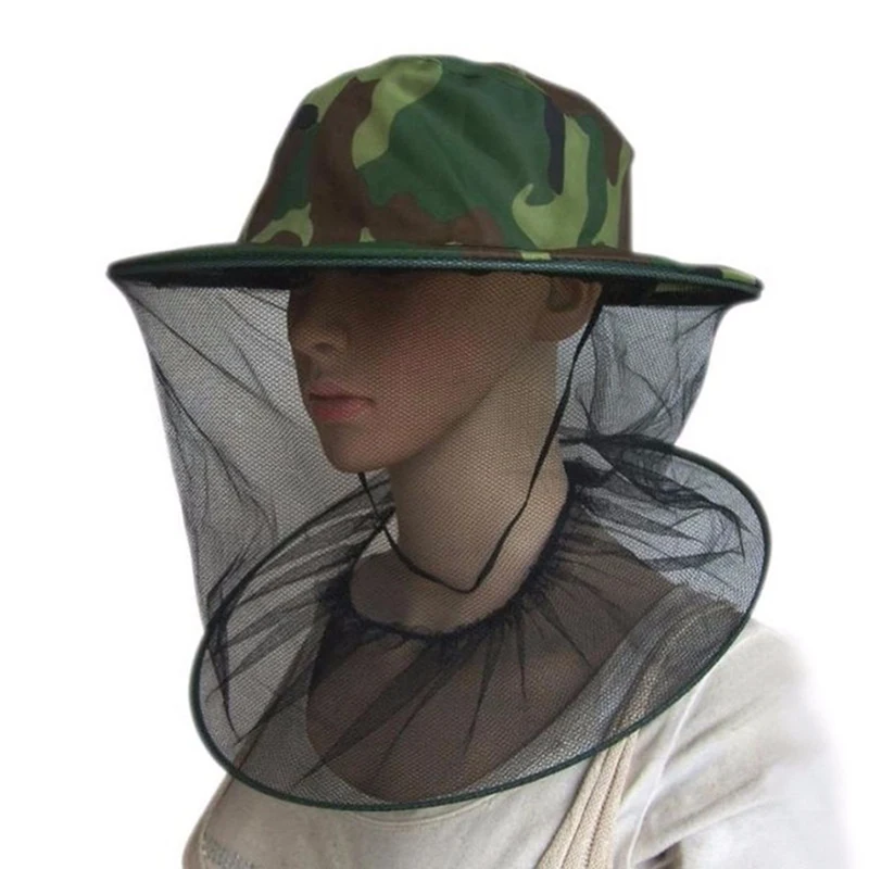 Fishing Caps Camouflage Anti Mosquito Bee Hat With Net Mesh Head Cover Fisherman Hat Beekeeping Camping Mask Face Protector