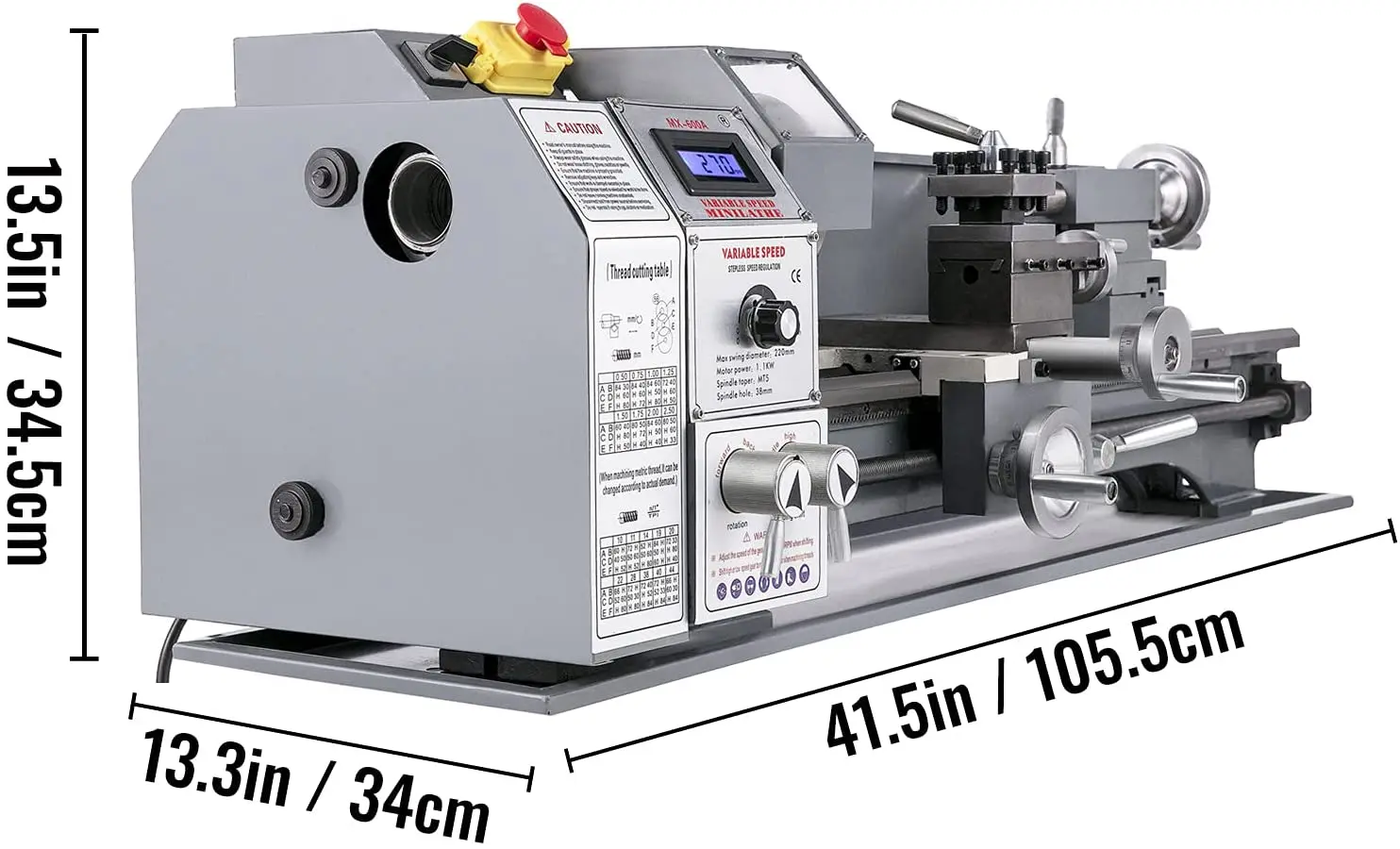 MX-600A Lathe Metal 1100W Mini Lathe Machine Drilling Machine Wood Lathe Variable Speed Thread Cutting Table With 5Pcs LatheTool