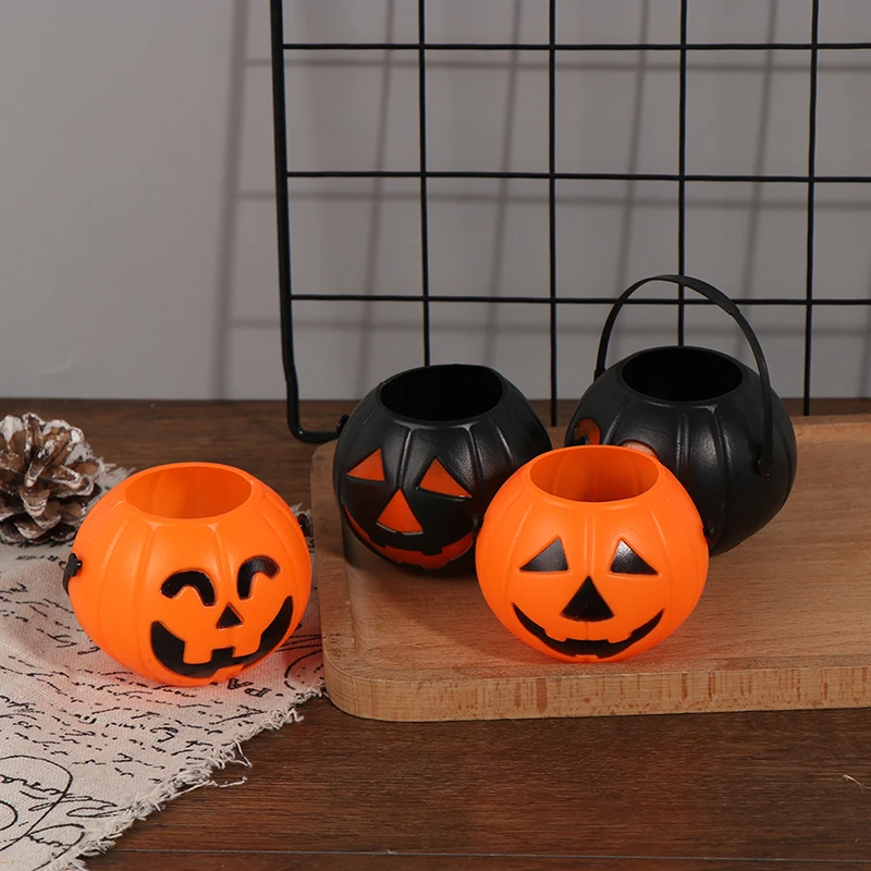 Halloween Party Props Plastic Pumpkin Bucket Trick Cosplay Decor Pouch Halloween Lantern Party Decorating Tools