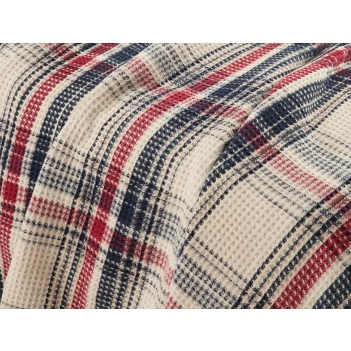 Madame Coco Odline Double Personality Plaid Cotton Blanket-Indigo/Red