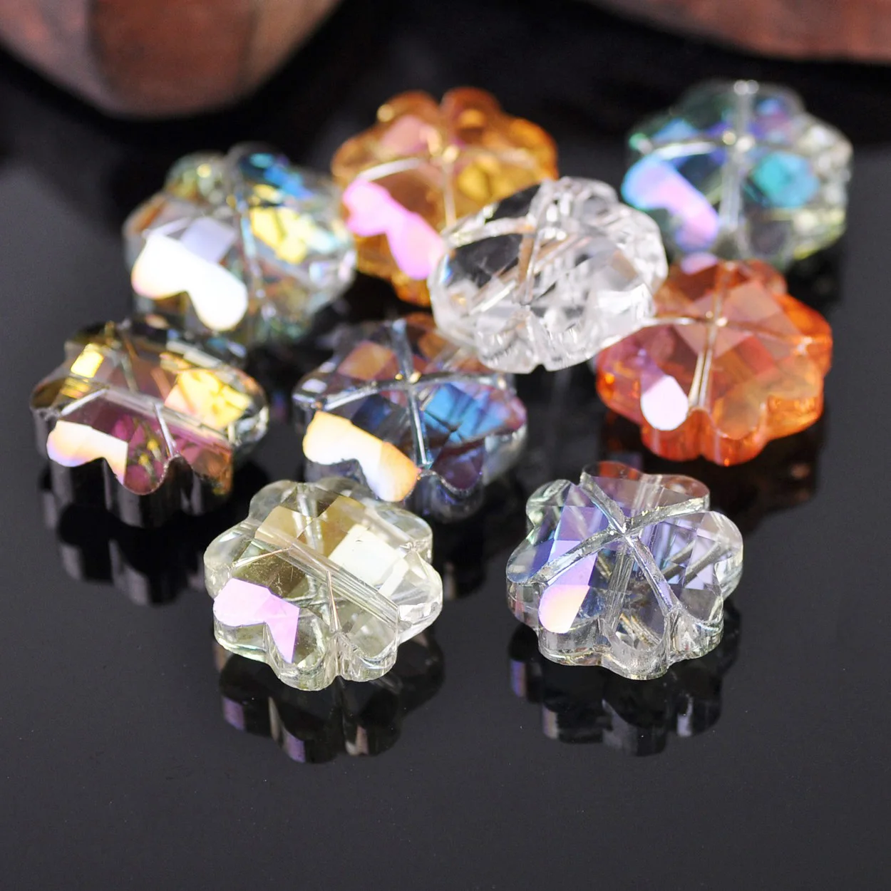 5pcs Flower Shape 17mm Faceted Crystal Glass Loose Crafts Beads for Jewelry Making DIY