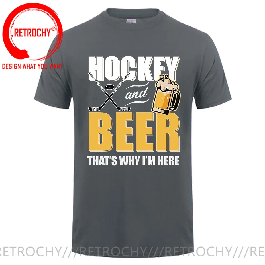 2022 Vintage Summer Style Hockey And Beer That\'s Why I\'m Here Men T-shirt Funny Canada Hockey Player Best Gift T shirts for male