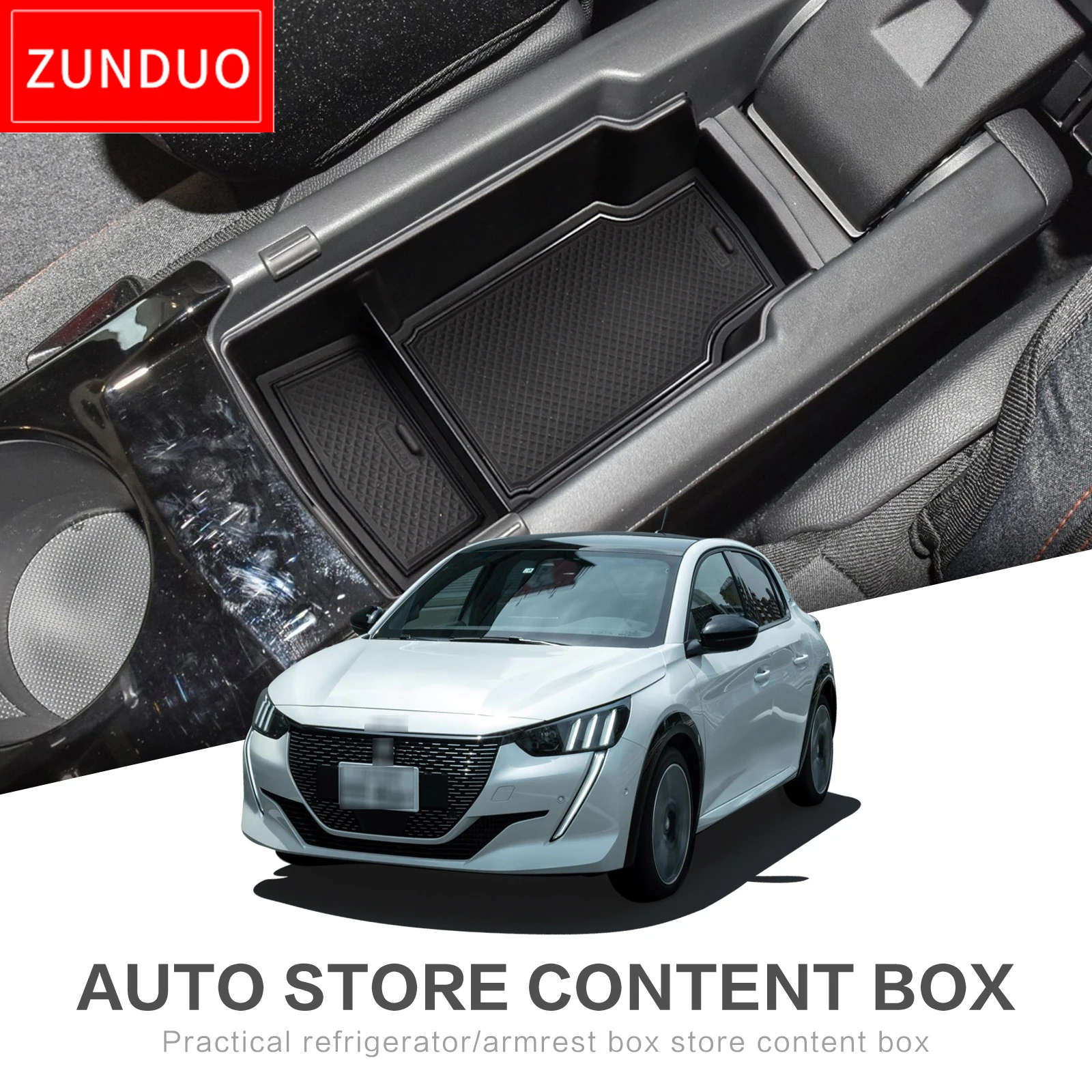 Center Console Armrest Box Storage For Peugeot 208 e-208 2019 -2023 2024 E208 2008 GT E2008 e-2008 Accessories Tray Interior