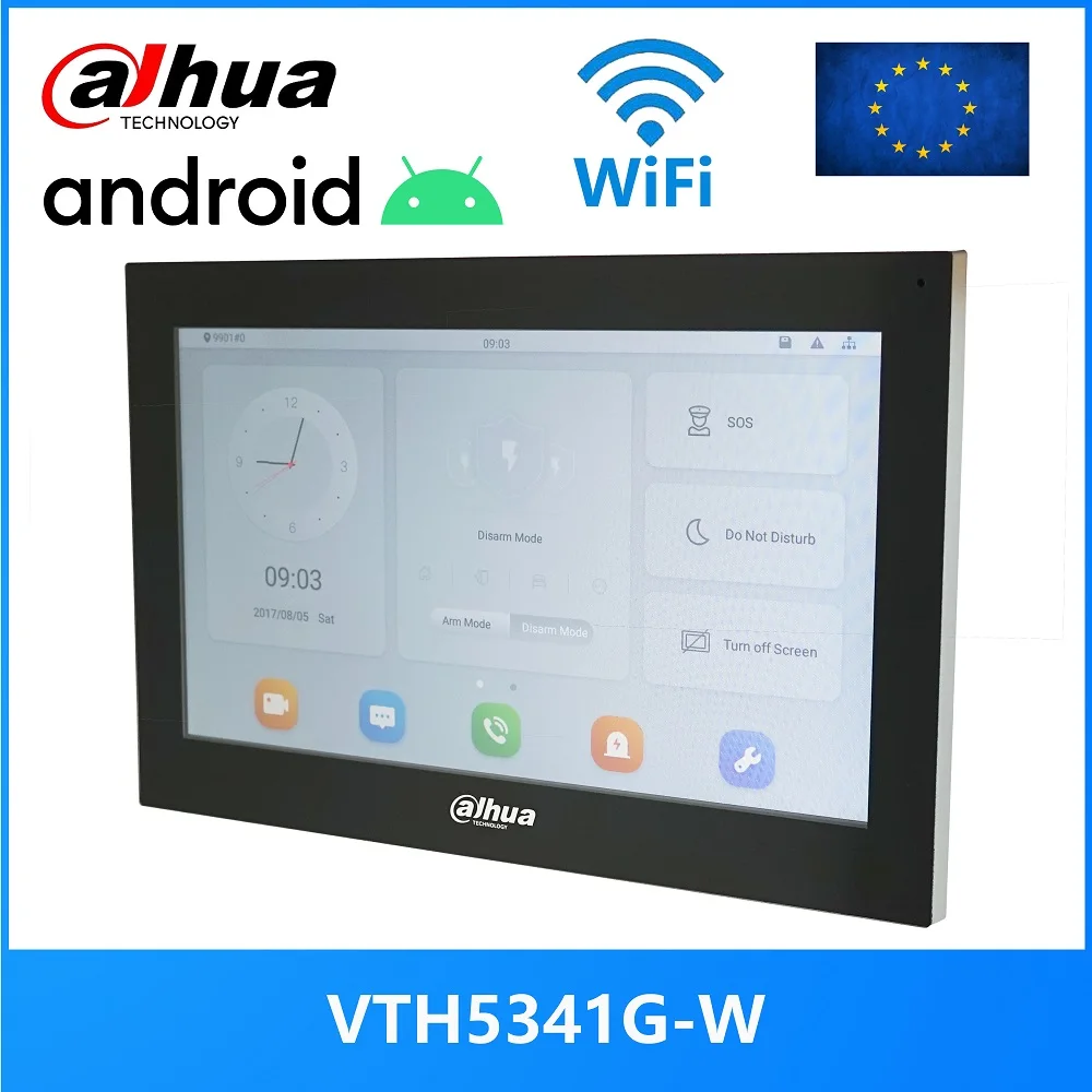 Dahua VTH5341G-W PoE(802.3af) Android 10 inci monitor dalam ruangan digital, monitor interkom Video, monitor bel pintu berkabel