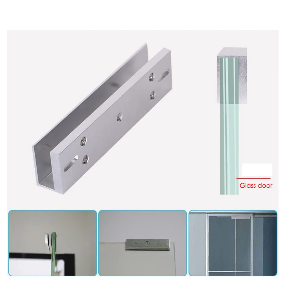 280kg Magnetic lock U shape bracket  frameless glass door Access Control System  Zinc alloy material