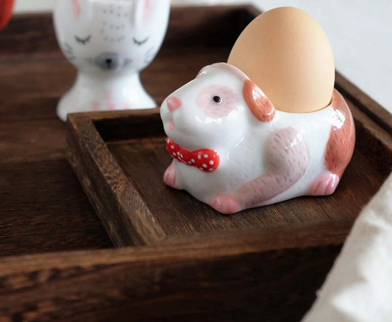 Ceramic Egg Tray Tableware Creative Animal Shape Egg Cup Holder Egg Tool Breakfast Steam Rack Mold Kitchen Accessories ZH676