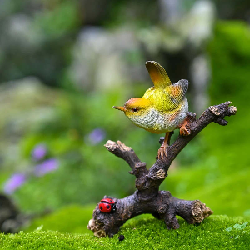 Creative bird ornaments simulation animal kingfisher stand branch garden bonsai decoration resin crafts furnishings