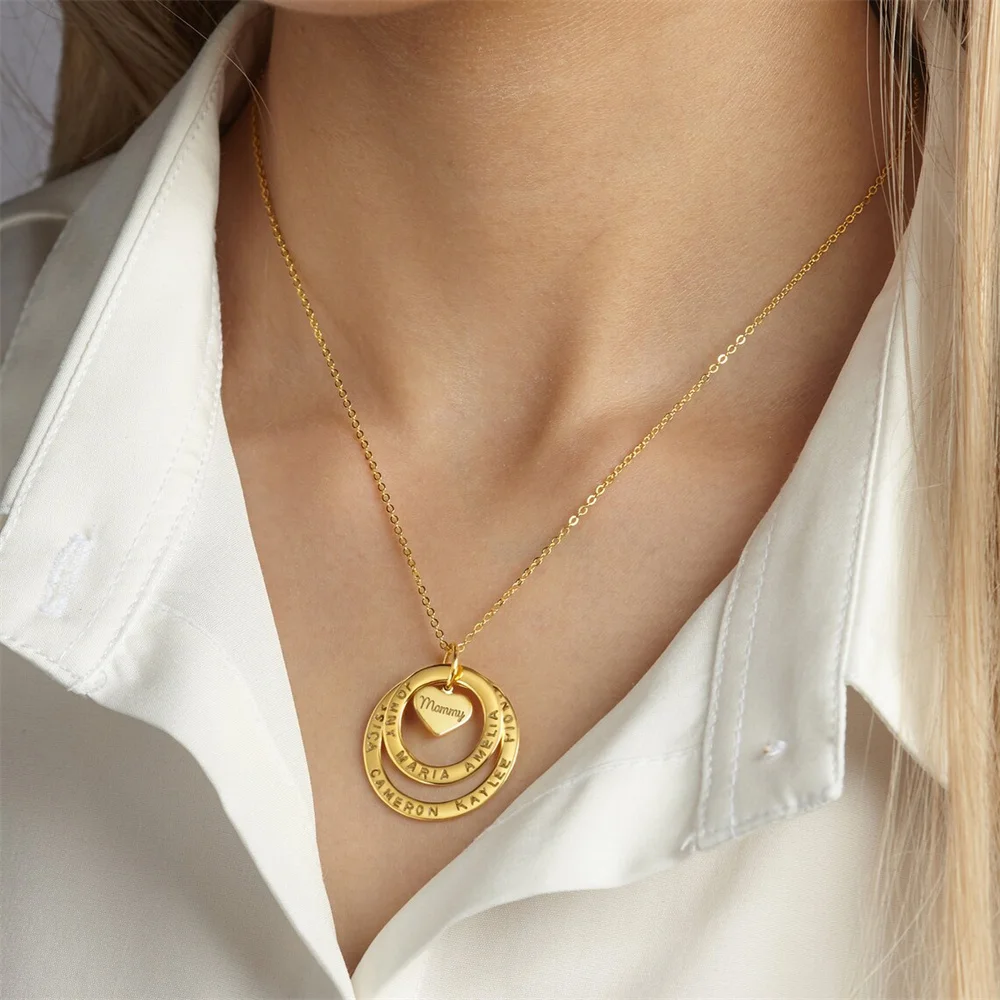 Tangula Customized Name Necklace Stainless Steel Pendant with Family Name A Perfect Gift for Grandma Mom on Any Occasion