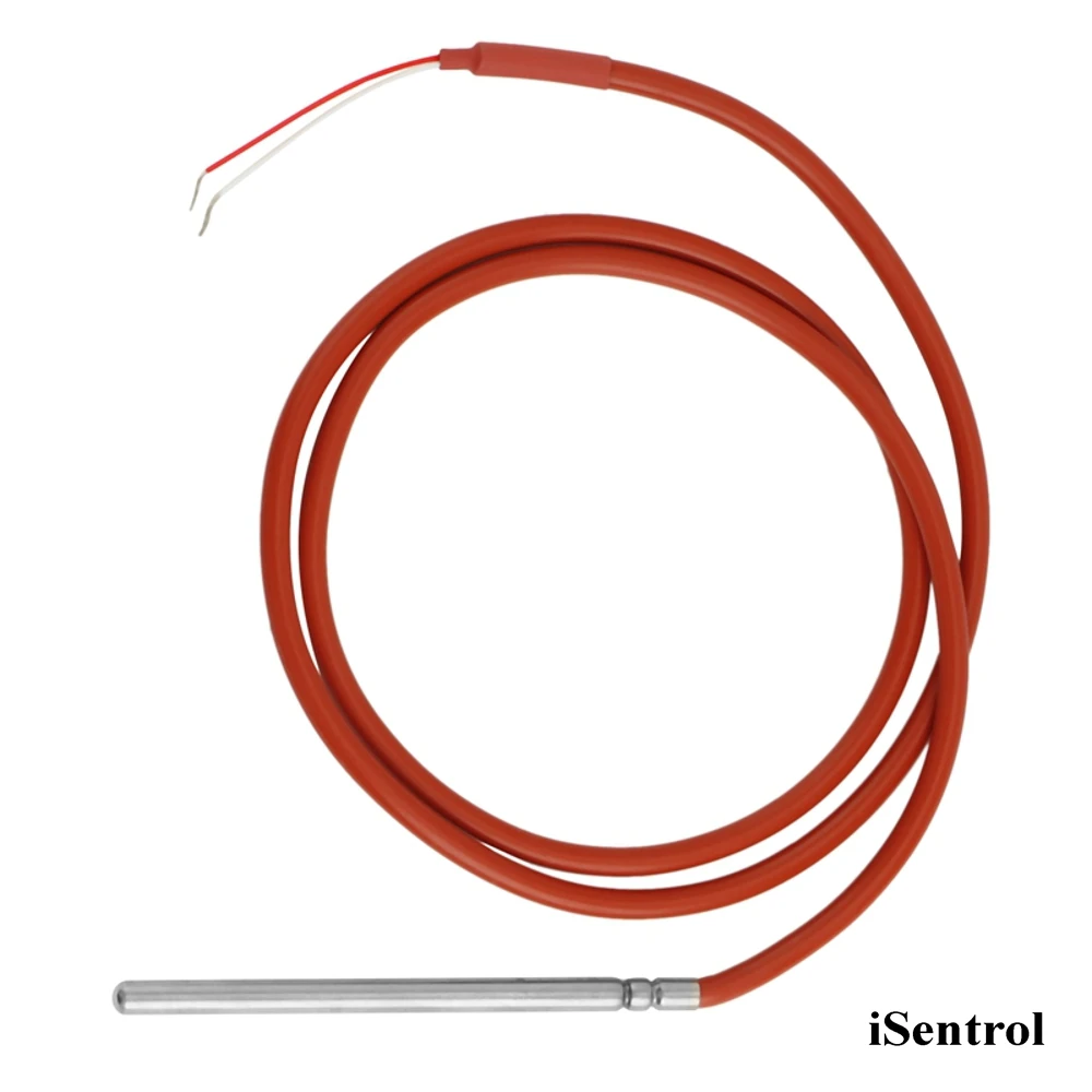 2 Wire PT1000 Temperature Sensor Thermistor Silicone Gel Coated 1Meters Probe 6mm*100mm -50-200 centigrade RTDs