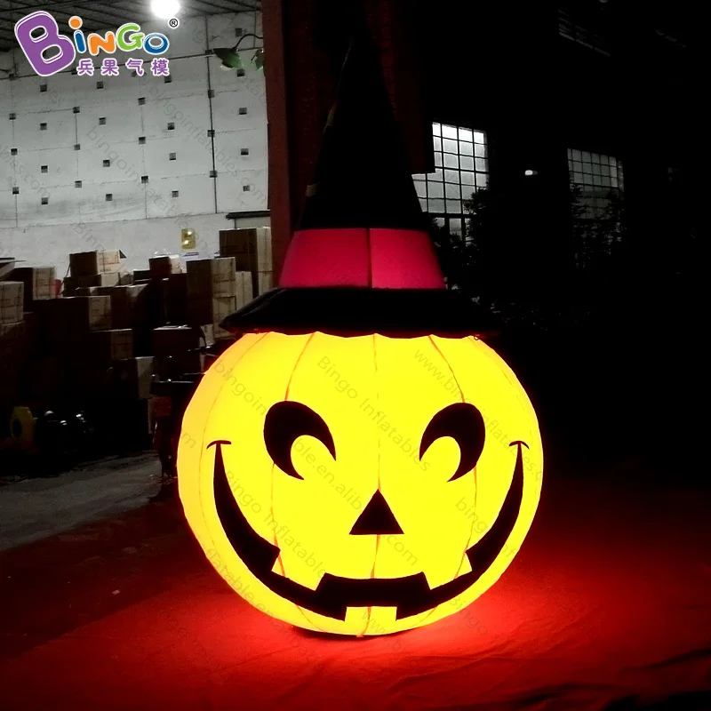 Free shipping 3mh inflatable cap pumpkin/specially customized Halloween LED lights decorated inflatable toys