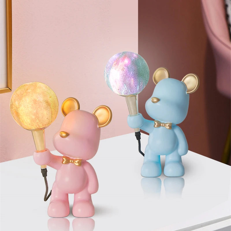 

Bear table lamp bedroom bedside lamp children’s room violent bear desktop decoration planet lamp night light room decoration lam