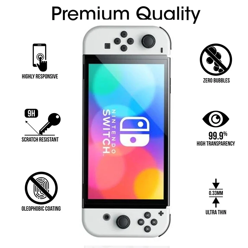 DATA FROG Tempered Glass Screen Protector Compatible-Nintendo Switch OLED Hard Protector Film For Switch OLED Game Console 2023