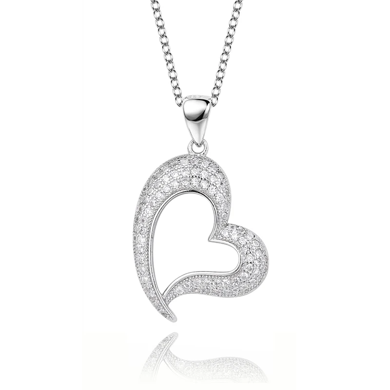 S925 Sterling Silver Necklace Asymmetry Simplicity Heart-Shaped Love Ladies Secklace Europe And The United States Fashion