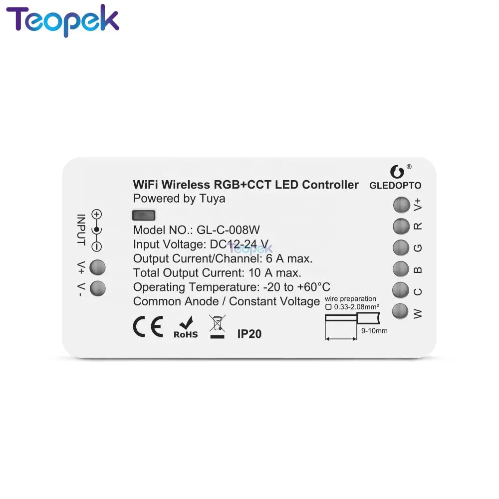 Contrôleur de bande lumineuse à document unique, contrôle d'application Tuya Smart Life, RVB, CCT, WiFi, LED, pas besoin de concentrateur, 5 en 1, RVB, RGBW
