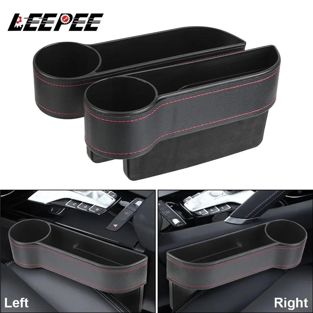 PU Leder Auto Sitz Lücke Lagerung Box Universal Sitz Lücke Schlitz Box Mit Lade Loch Telefon Flasche Schlüssel Halter Box Auto Organizer