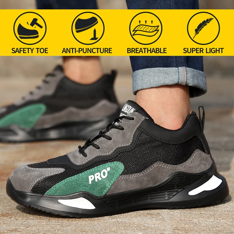 Male Steel Toe Work Safety Boot Lightweight Breathable Anti-smashing Stab-Resistant Non-slip Casual Sneaker Security Boots