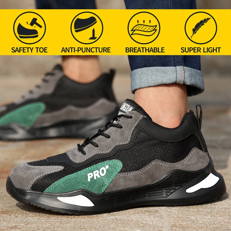 

Male Steel Toe Work Safety Boot Lightweight Breathable Anti-smashing Stab-Resistant Non-slip Casual Sneaker Security Boots