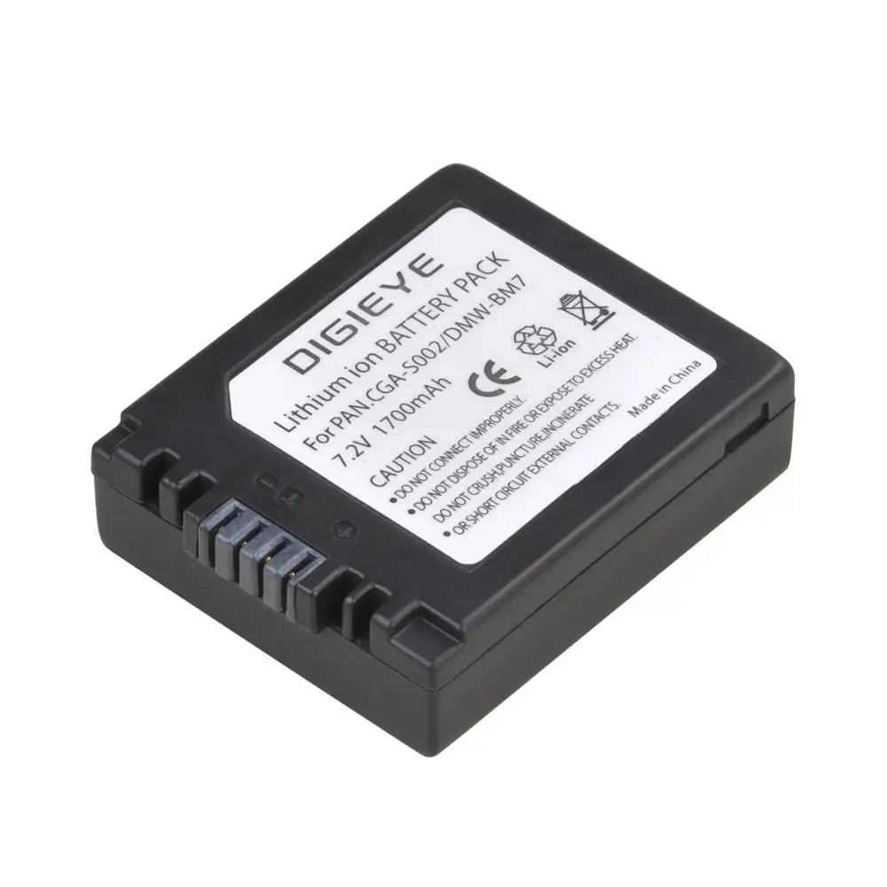 CGA-S002, CGA-S002A, CGA-S002E, DMW-BM7 Li-ion Battery for Panasonic Lumix DMC-FZ1, FZ2, FZ3, FZ4, FZ5, FZ10, FZ15, FZ20 Camera