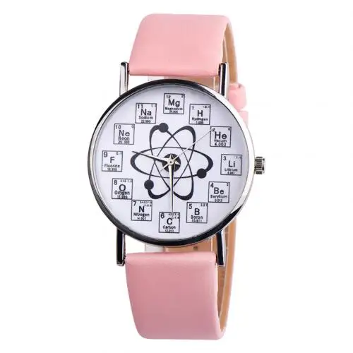 2020 Ladies Watches Creative Design Chemical Element Markers Molecule Pattern Watches Leather Band Quartz Watches Women Watches