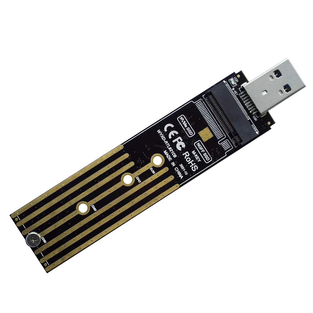 Adaptateur double protocole M.2 vers USB, carte SSD M.2 NVME PCIe NGFF SATA M2 Support de carte 2230 2242 2260 2280 NVME/SATA M2 SSD RTL9210B