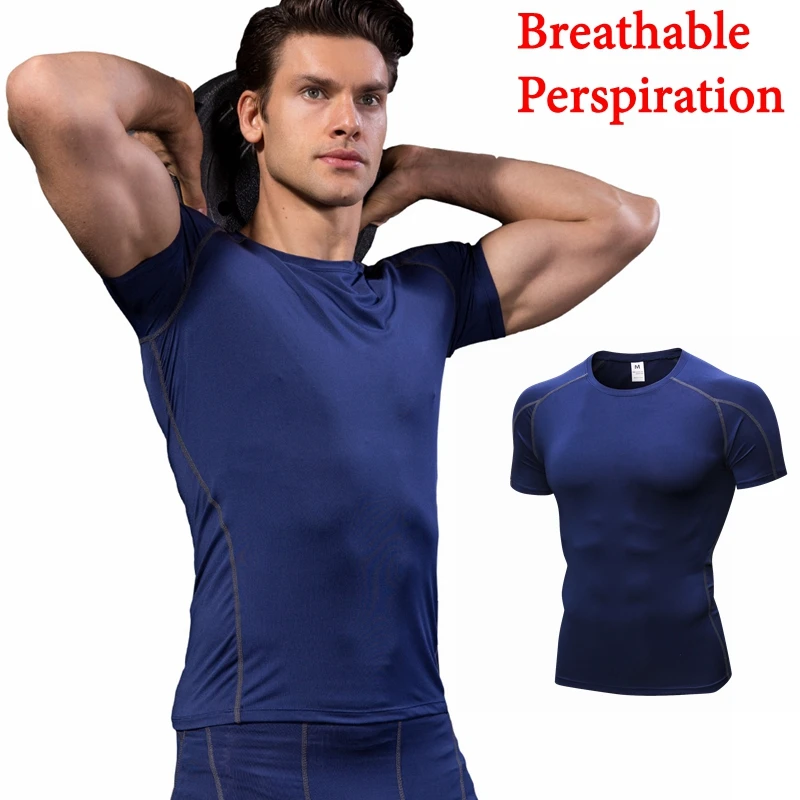 Camiseta deportiva de verano para hombre, camisa de entrenamiento deportivo para correr, Camiseta deportiva de manga corta con cuello redondo