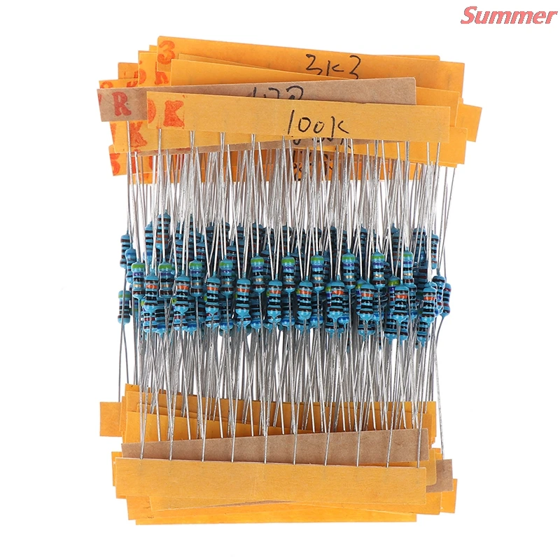 Kit de resistores de filme smart home 300-30 tipos 1/4w, resistor de filme 1% resistores de 1k 10k 100k 220ohm 1m resistores 300 peças