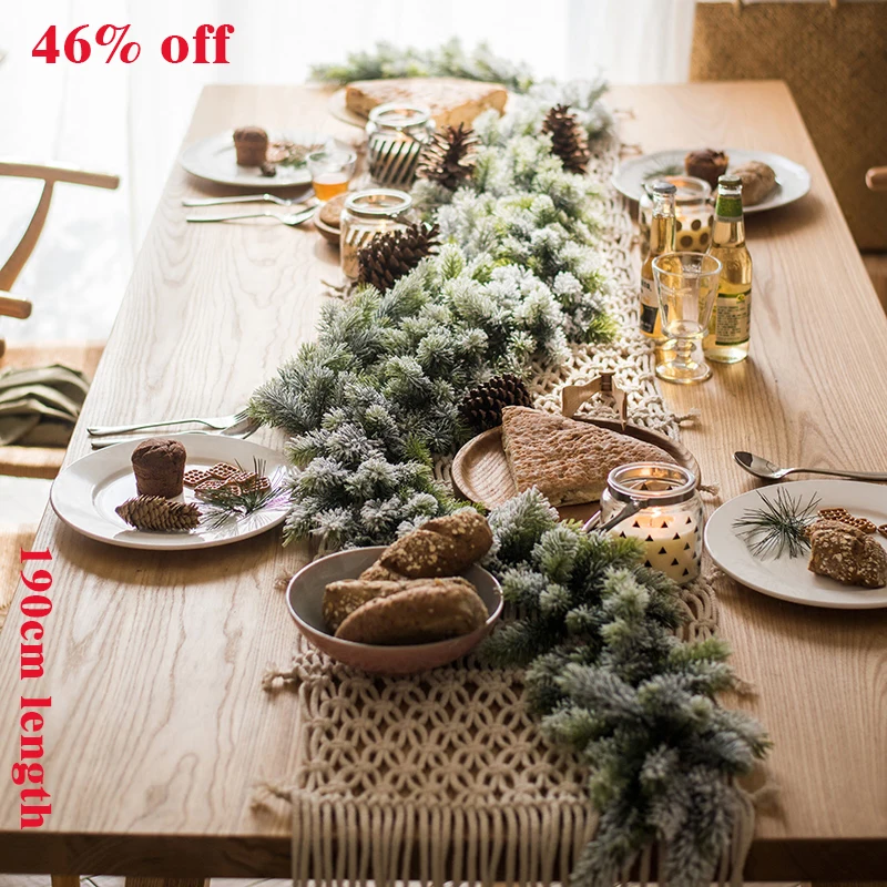 

190cm artificial snow simulation cedar needles Christmas floral decoration cedar vine desktop decoration European style pendant