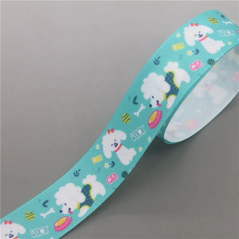 DHK 7/8\'\'5yards Dog Printed Grosgrain Ribbon Accessory Hairbow Headwear Decoration DIY Wholesale OEM E1892