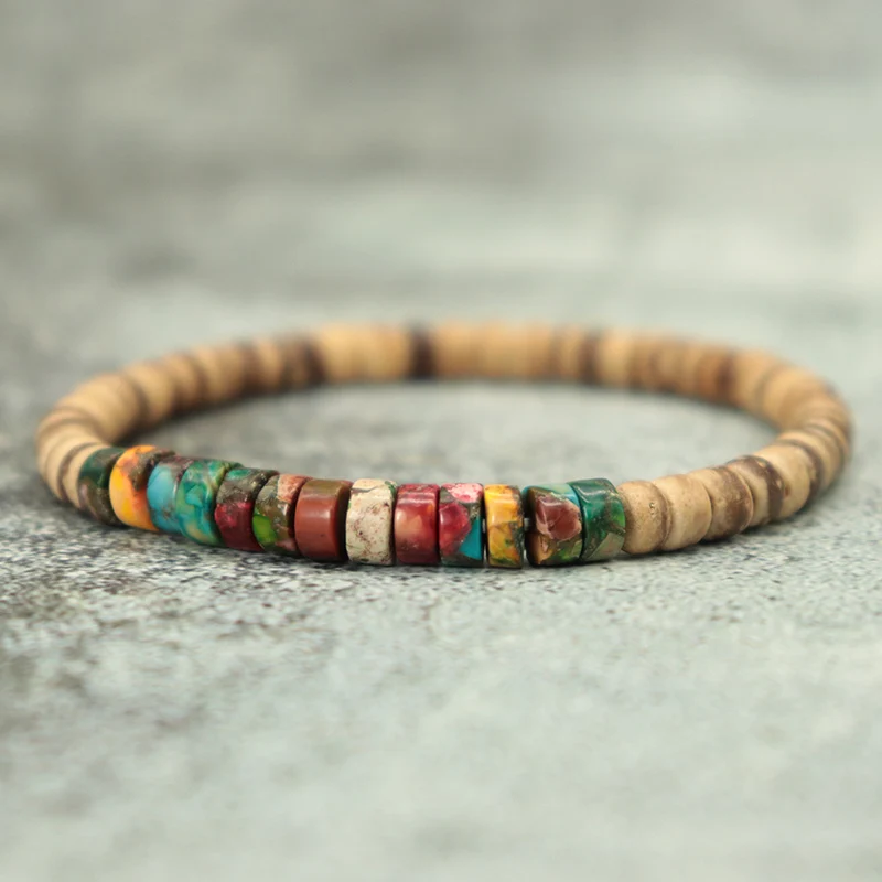 Natural Stone Bracelet Unisex Vintage Wooden Braclet Beaded Colorful Imperial Yoga Meditation Braslet Bileklik Pulseira Joias