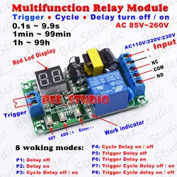 AC 110V 220V 230V  Multifunction Timer Relay Module With digital LED display Cyclic delay on/off switch