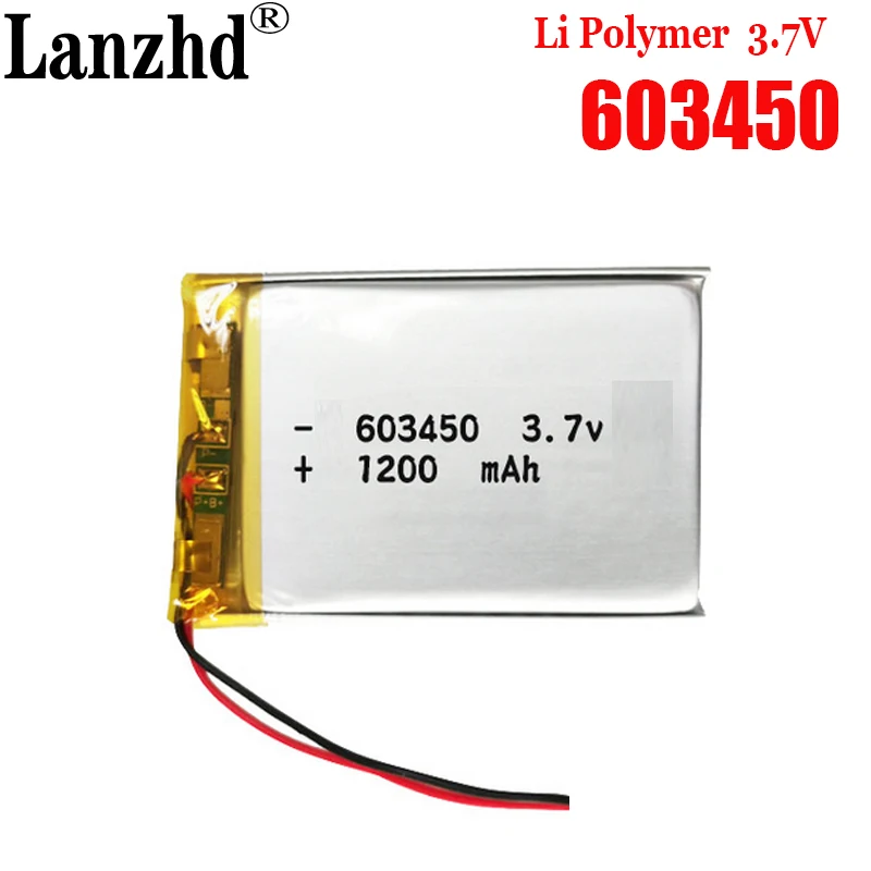 3.7V Lipo cells 603450 1200mah Lithium Polymer Battery For Beauty instrument Camera Bluetooth Speaker LED light MP3