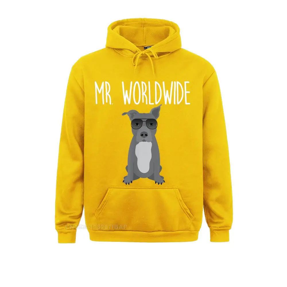 Mr. Worldwide Funny Pitbull TShirt Tight Mens Sweatshirts New Arrival Long Sleeve Hoodies Simple Style Clothes Christmas