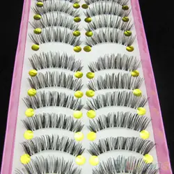 10 Pairs False Eyelashes Set Long Cross False Eyelashes Makeup Natural Fake Thick Black Eye Lashes