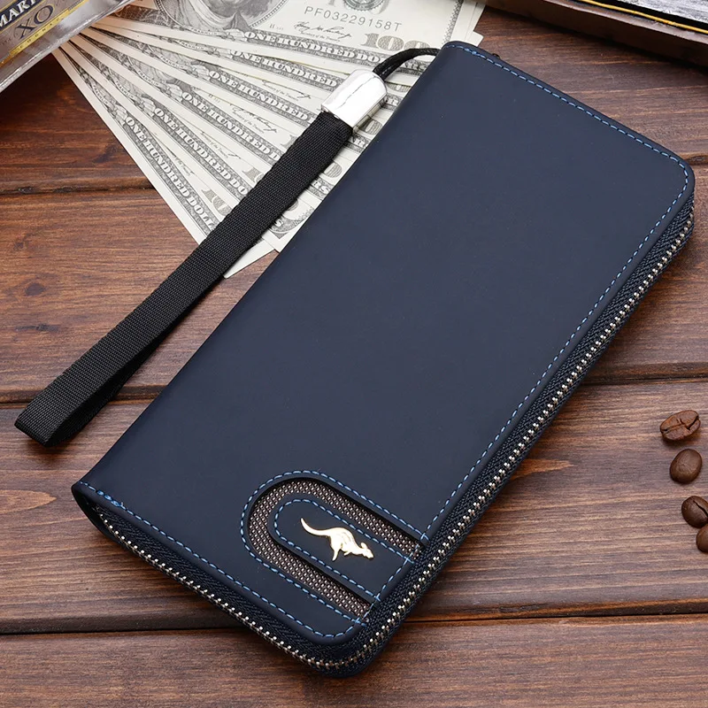 Business Men\'s Leather Wallet With Zipper Coin Pocket Phone Case For Man Card Holder Purse Male Clutch Bag Portafoglio Uomo