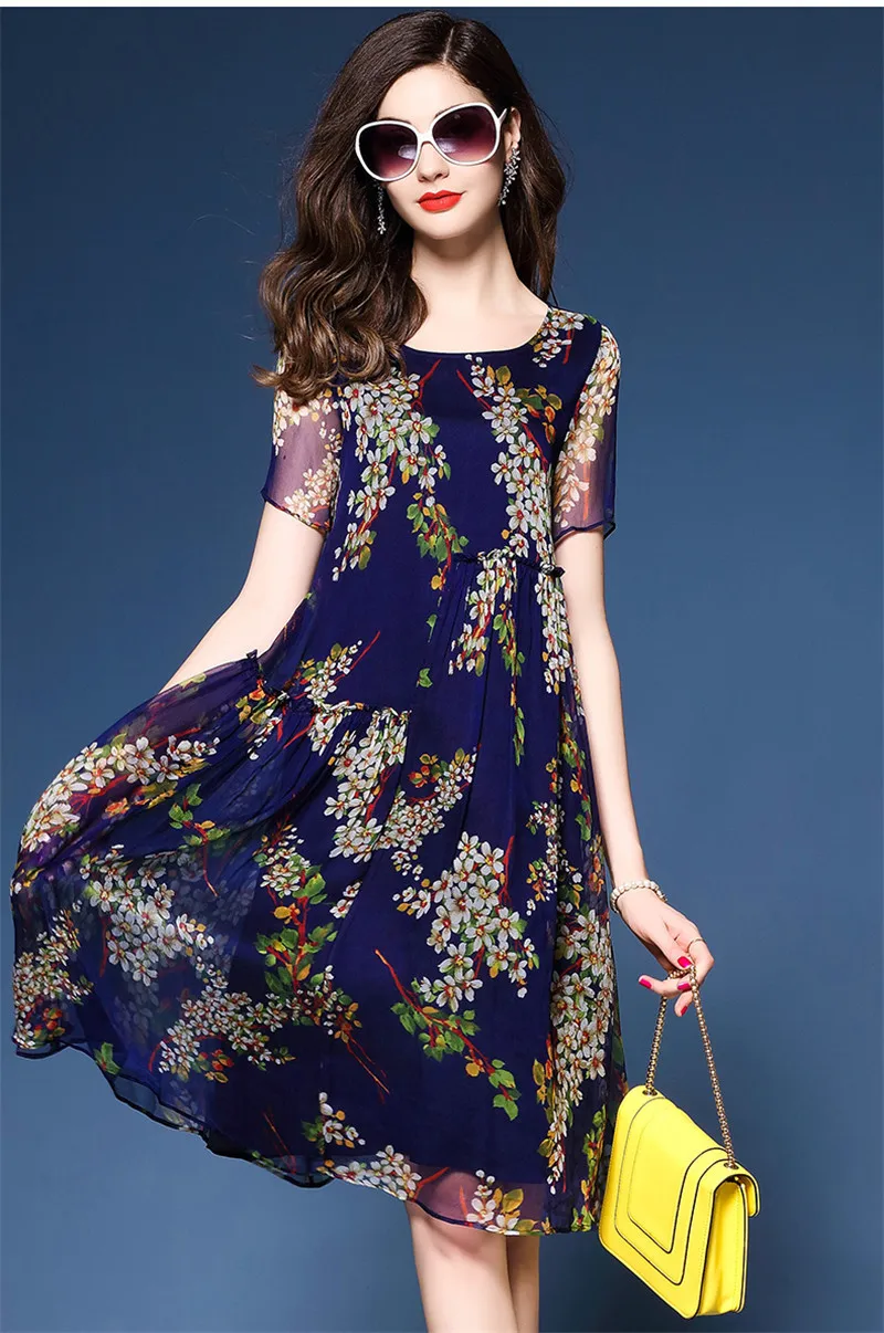 

2020 Women Red Floral Dress Female Short Sleeve Elegant Womens Clothing Loose Casual Spring Summer Dress Vestidos WXF564