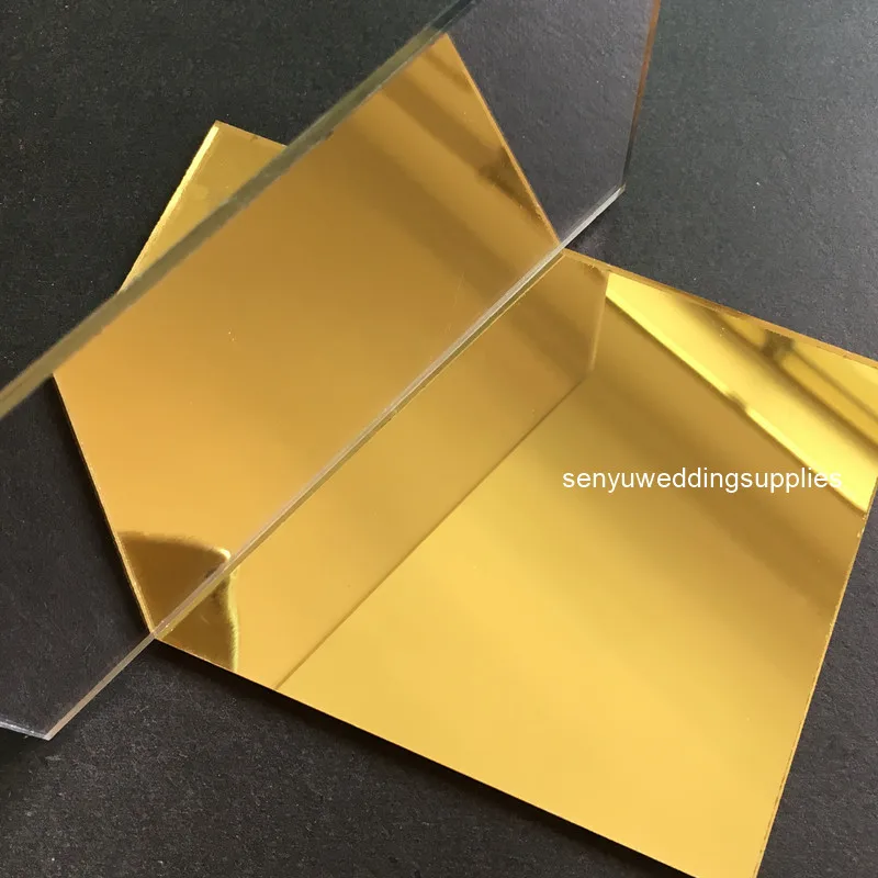 30pcs)Acrylic Mirror Sheet 20x40x2mm Rectangle Gold Wall Miroirs Home Bedroom Wedding Decoration senyu1929