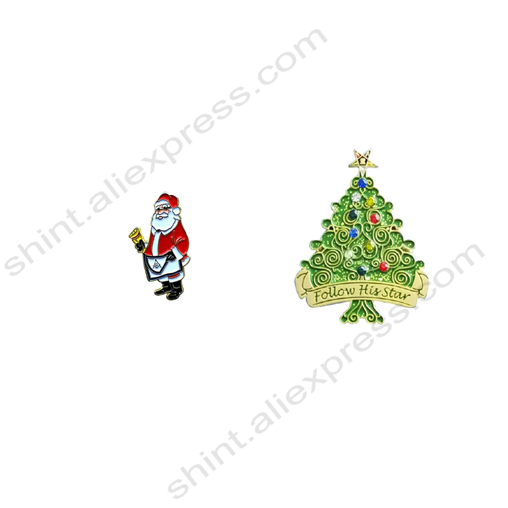 Masonic Lapel Pins Badge Mason Freemason Santa Claus christmas tree Commemorative Freemasonry hat  gentleman accessories