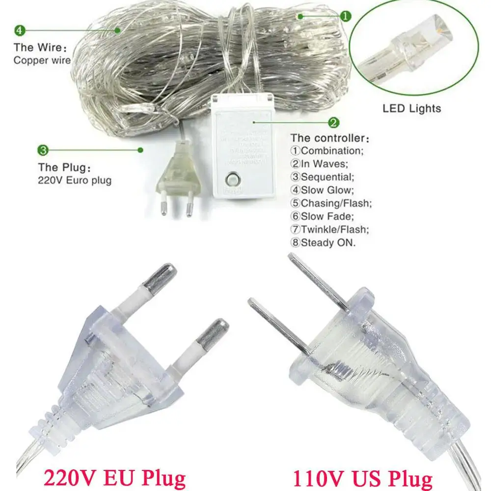 Imagem -02 - Led Rede Malha String Luz ao ar Livre à Prova Impermeável Água Jardim Festa de Casamento Natal Janela Cortina Luzes de Rede Guirlanda 1.5x1.5m 3x2m 6x4m