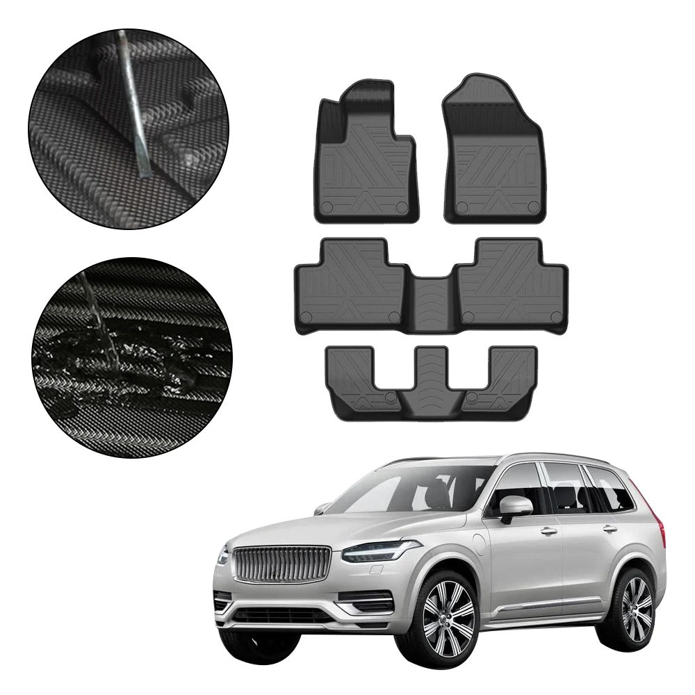 TPE Car Floor Mats For Volvo XC90 2016-2020 7-Seat Waterproof Non-Slip Auto Styling Accessories Interior Renovation