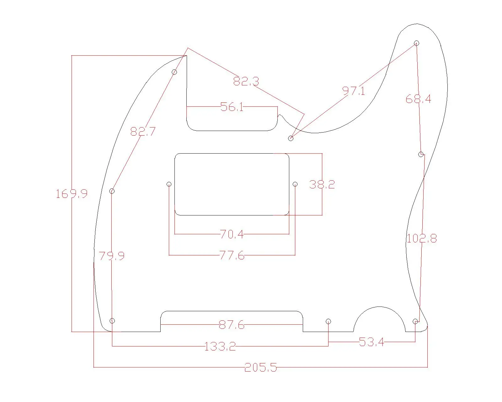 Dopro Matte Aluminum Tele Humbucker Pickguard Metal Anodized Matte PickGuard Scratch Plate for USA/Mexico Fender Tele/Telecaster