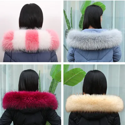 2020 new winter super real raccoon fur collar unisex coat colored fur collar