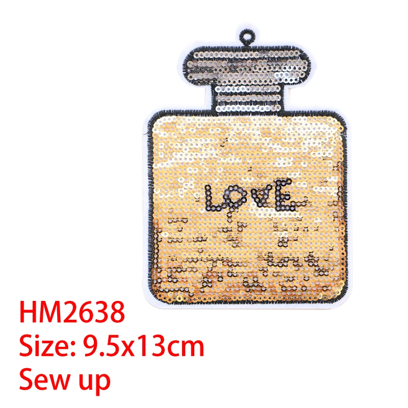 Cartoon Decorative Patch Perfume Bottle Love Sequins icon Embroidered Applique Patches For DIY Iron on Badges on backpack