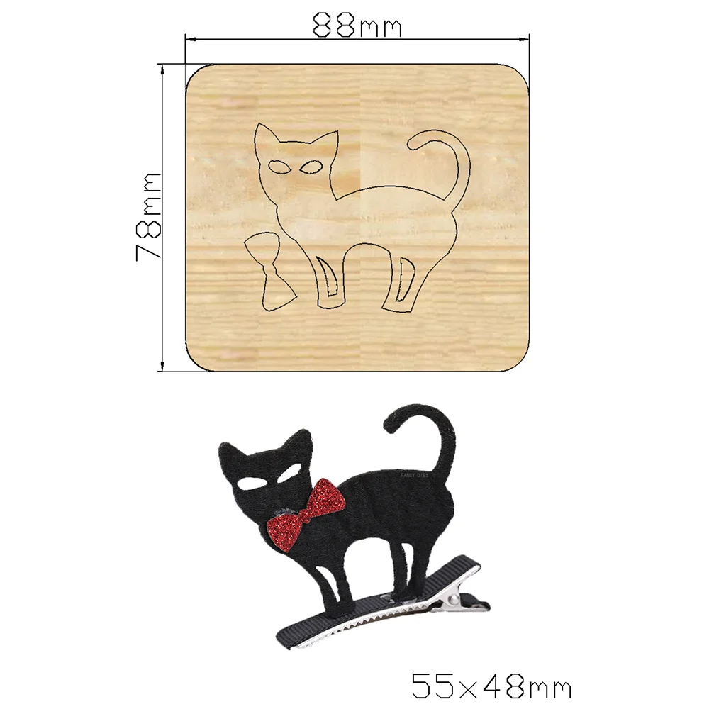 2021 New Halloween black cat hairpin cutter Cutting Die Mold Diy Scrapbook Decoration Wooden Knife Mould Suitable For Fustelle