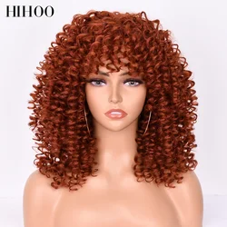 Hihoohair perucas femininas encaracolado peruca de cabelo curto loira cosplay lolita peruca sintética natural feminino afro kinky encaracolado peruca marrom preto