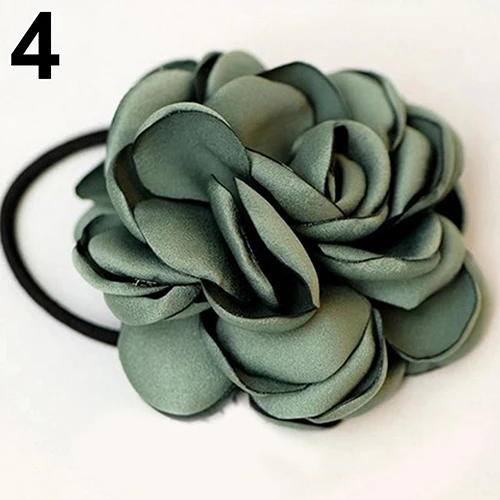 Hair Band Rope Camellia Flower Ponytail Holder Scrunchie Hairband Accessory