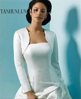 מותאם אישית זול שרוולים ארוכים, מעיל חתונה עוטפת בולרו סאטן נשים חתונה החורף קייפ גלישת שרוג עבור שמלות ערב