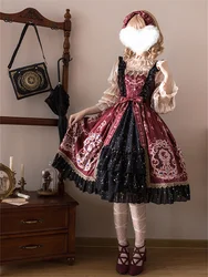Victoria Girl Vintage Palace Printing Dress Lolita Glossy Lotus Root Sleeve Shirt Princess Bowknot Vestidos Sequin Gothic Lolita