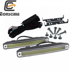 Eonstime-Luz LED diurna impermeable para coche, lámpara de conducción automática de 12V/24V E4, 18CM, 8W, COB, 2 unidades