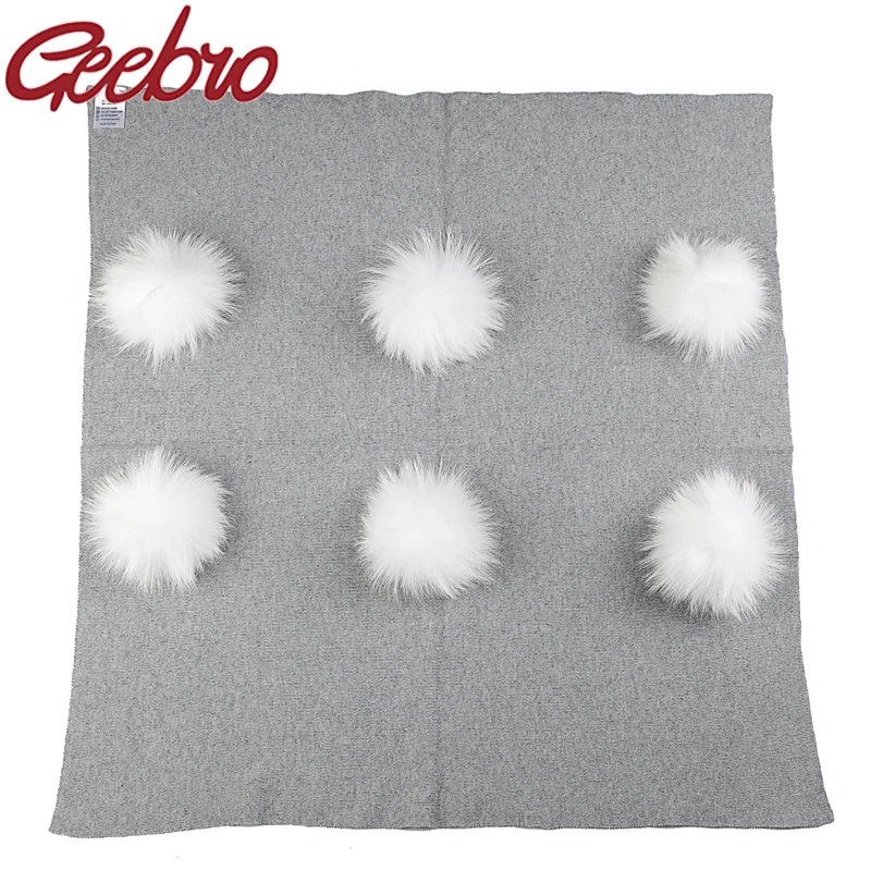 

Geebro Newborn Kids Baby Warm Wool Blanket Travel Sleeping Blanket Bedding Swaddles Wrap with 6 Real 13 cm Fur Pompom