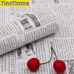 HaoHome-Papier Peint Auto-Adhésif pour Décor de Dortoir, Papier de Contact Imperméable, Peel and Stick, Journal Vintage, Blanc
